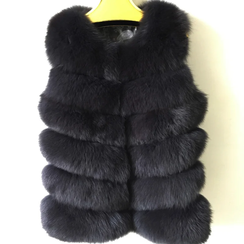2021 Новая мода натурального меха лисы Жилет натуральным лисьим мехом меховая
