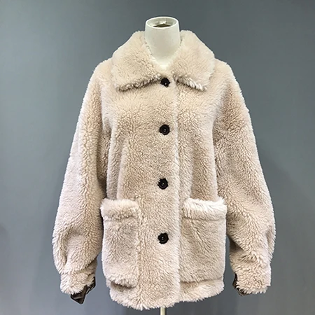 Light khaki Maylofuer Новые поступления Короткая натуральная овечья шерсть Шуба Мода Тедди Куртка Разноцветные Верблюжий Тедди Пальто - Цвет: Light khaki