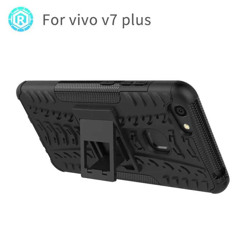 R For Vivo V7 Plus Case Silicone+PC Armor Shockproof Stand Hard Cover 5.99 inch phone case |