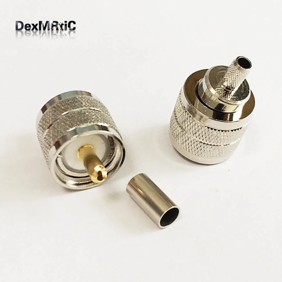 

10pcs UHF Male plug RF Coax Connector Crimp RG58,RG142,RG400,LMR195 for Straight Nickelplated NEW wholesale