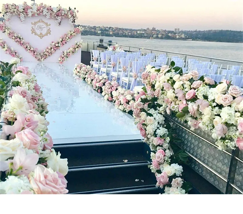 Роскошный 1 м Сделай Сам свадебный декоративный реквизит искусственный цветок стена Т-сценический фон Дорога ведущий ряд цветов Арка Вишня цветет ряд цветов