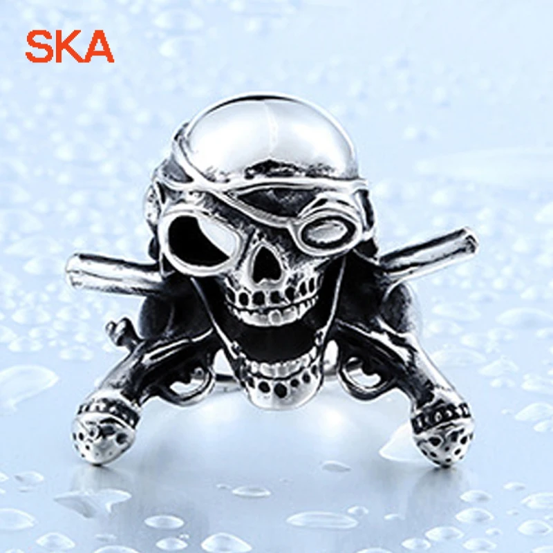 SKA Кольца модных колец для мужчин Bijoux Suncha Skull Anelli 316L Stainless Steel Boy аксессуары Punk Finger Jewelry BR8-370.