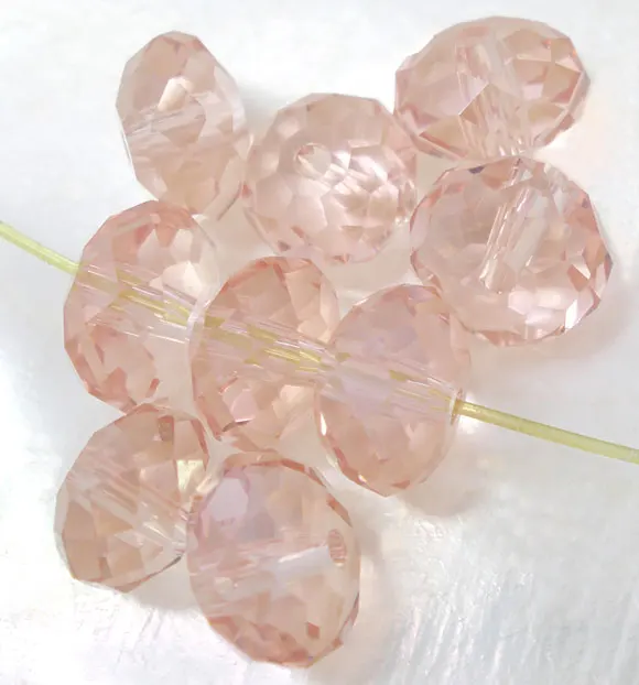 DoreenBeads стеклянные бусины плоские круглые светло-лососевый цвет граненые прозрачные около 8 мм(3/") Диаметр, отверстие: около 1,3 мм, 10 шт