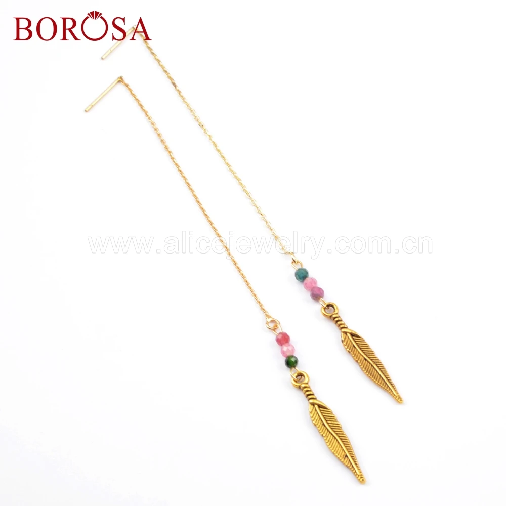 BOROSA 10 пар Druzy ювелирных изделий Boho Chic оставьте бусинами регулируемые Длинные
