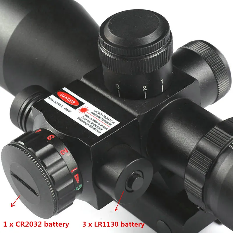 Тактический 2 5 10x40 Riflescope красный зеленый двойной подсветкой Mil dot прицел с красной