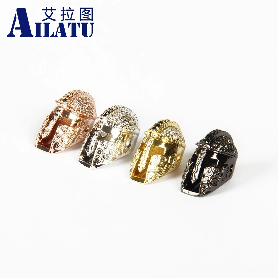

Ailatu Jewelry Accessories Micro Pave Cubic Zircons Sparta Masks Charms for Bracelet and Necklace