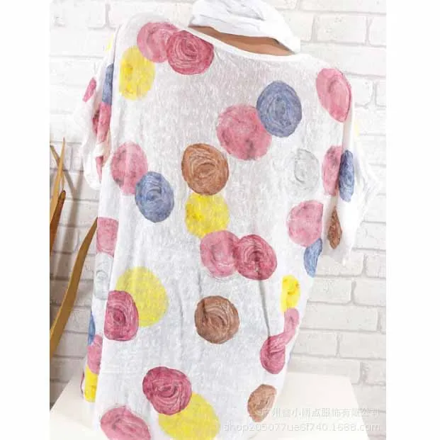 5Xl Women Summer Plus Size Shirts 2019 Short Sleeve Polka Dot Printed Blouses Streetwear O-Neck Casual |