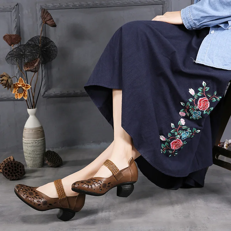 2018 Spring Autumn Shoes Woman 100% Genuine Leather Women Pumps Lady Round Toe Platform Shallow Mouth Size | Обувь