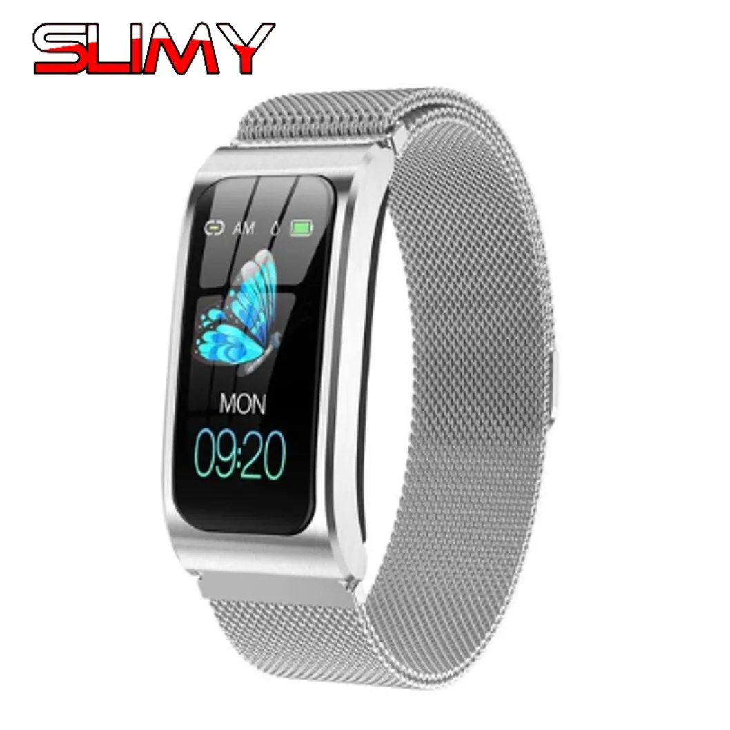 Metal Silver Strap AK12 умный Браслет цветной экран IP68 Водонепроницаемый для женщин и мужчин пульсометр монитор кровяного давления цикл трекер активности спортивный браслет - Цвет: Metal Silver Strap