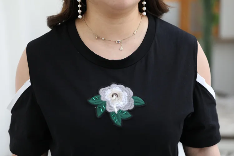 4XL-8XL, плюс размер,, женские летние комплекты из 2 предметов, повседневные костюмы из двух предметов, черный топ+ штаны, Дамский 6XL, 7XL, большая футболка и штаны, комплект