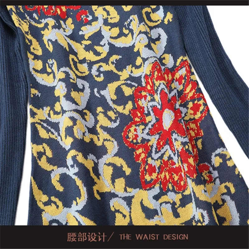 ZY2117 Европа 2017 Осень Новый Инди фолк стиль жаккард трикотажная водолазка Slim Fit