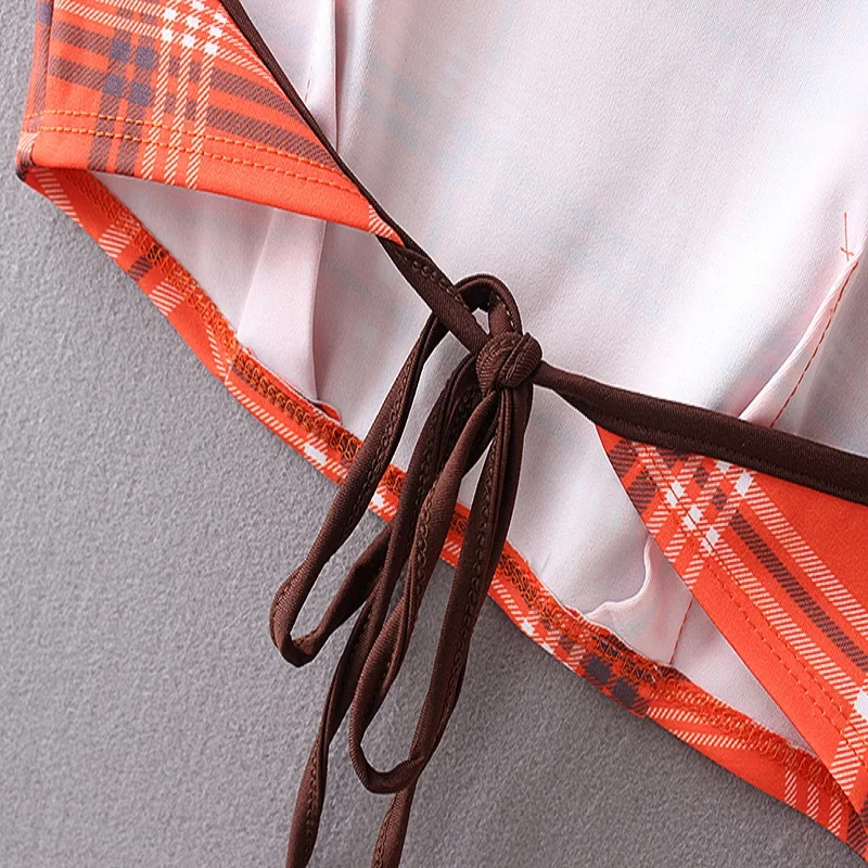 Тенденции моды плед висит шеи завернутый нагрудный ремень был тонкий