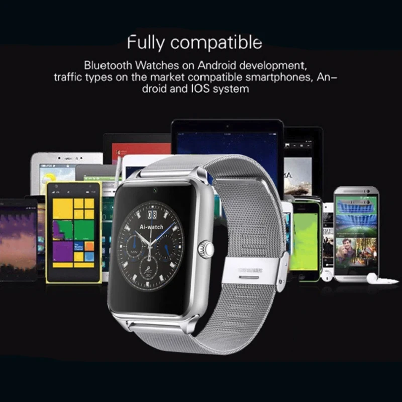 Z60 Смарт-часы GT08 Plus металлические часы со слотом для sim-карты Push Message Bluetooth подключение Android IOS Телефон умные часы