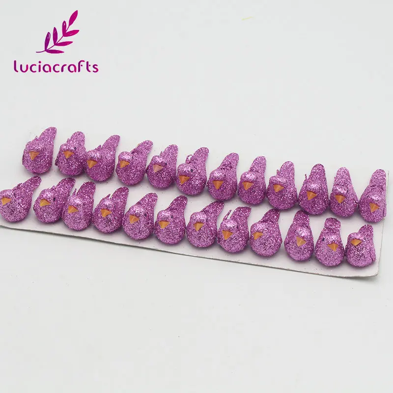 Purple Lucia crafts, 12 шт./лот, 2*4 см, смешанные цвета, пена, искусственные хроматические птицы, свадьба, Рождественская елка, сделай сам, украшение H0454 - Цвет: Purple