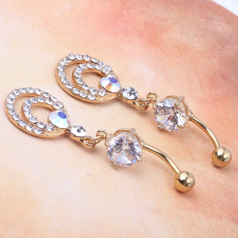 Пикантные драгоценные камни золотые стразы пирсинг для тела пупок кольцо пупка