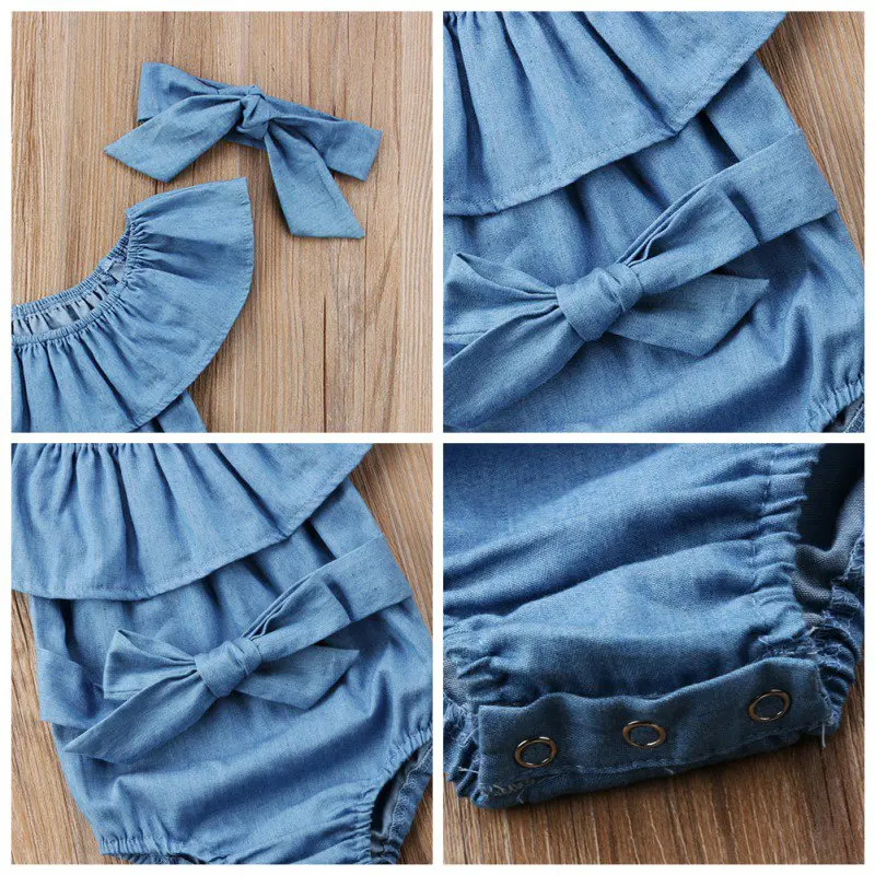2 шт./компл. Джинсовый комплект для младенцев 0-24 месяцев детский комбинезон без