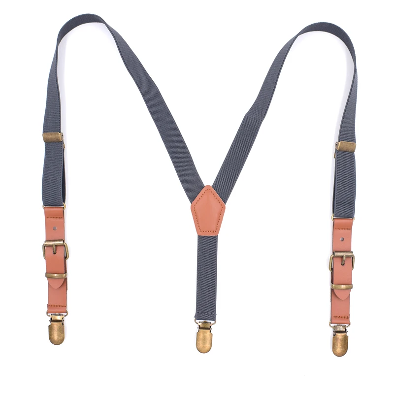 Подтяжки для мальчиков и девочек кожаные подтяжки с 3 зажимами эластичный