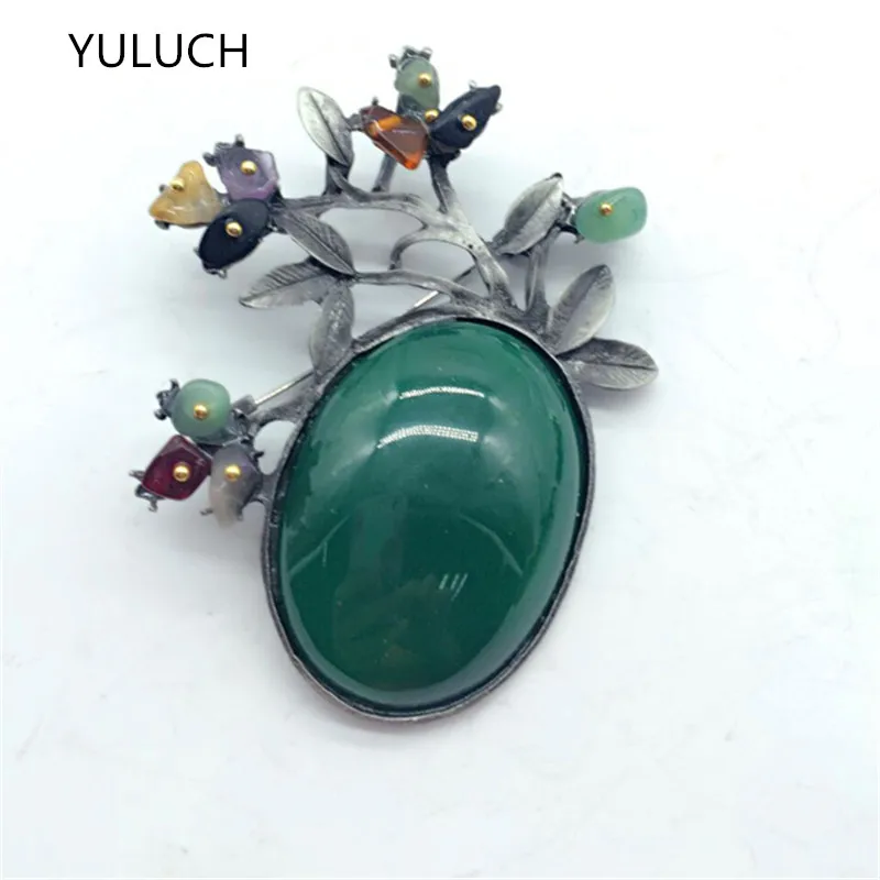 Модный бренд новинка ювелирная брошь с глазурью Lucky Grass leaf gem винтажный камень в