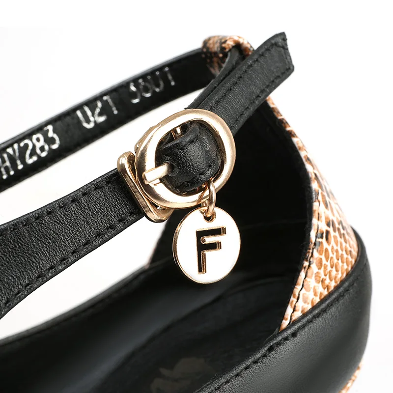 

Universe C022 Sexy Ankle Strap Pump Genuine Leather Super High Thin Heels Patchwork Black Spring Ladies Party Women Dress Shoes