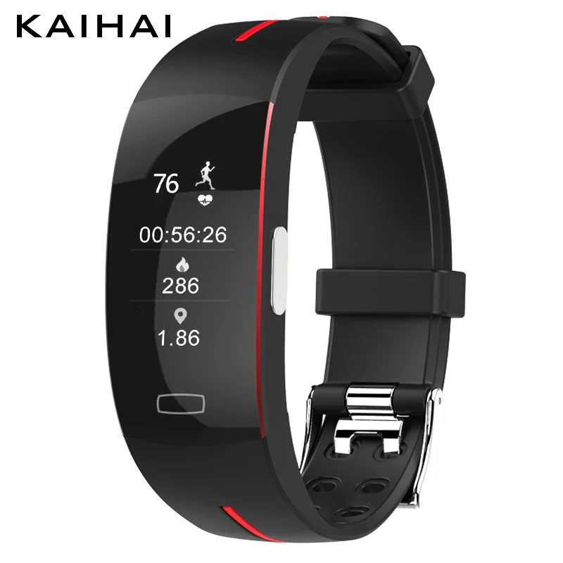Red smart bracelet KAIHAI H66 высокое кровяное давление пульсометр PPG+ ЭКГ умный Браслет фитнес-трекер смотреть интеллектуальные gps траектории - Цвет: Red smart bracelet
