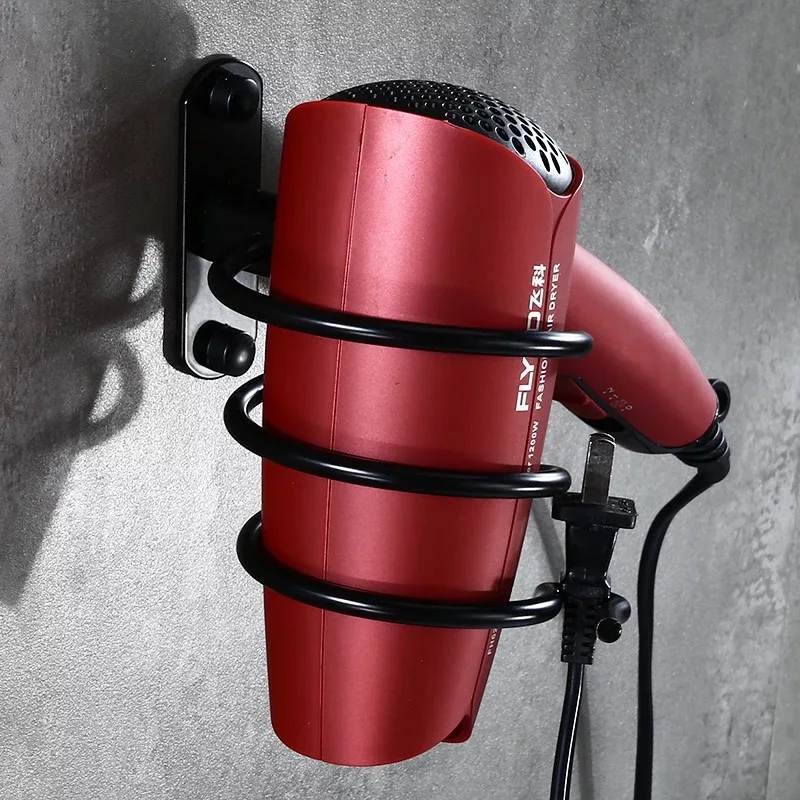 Стойка для фена MJ596 черная алюминиевая полка с чашкой бытовой держатель