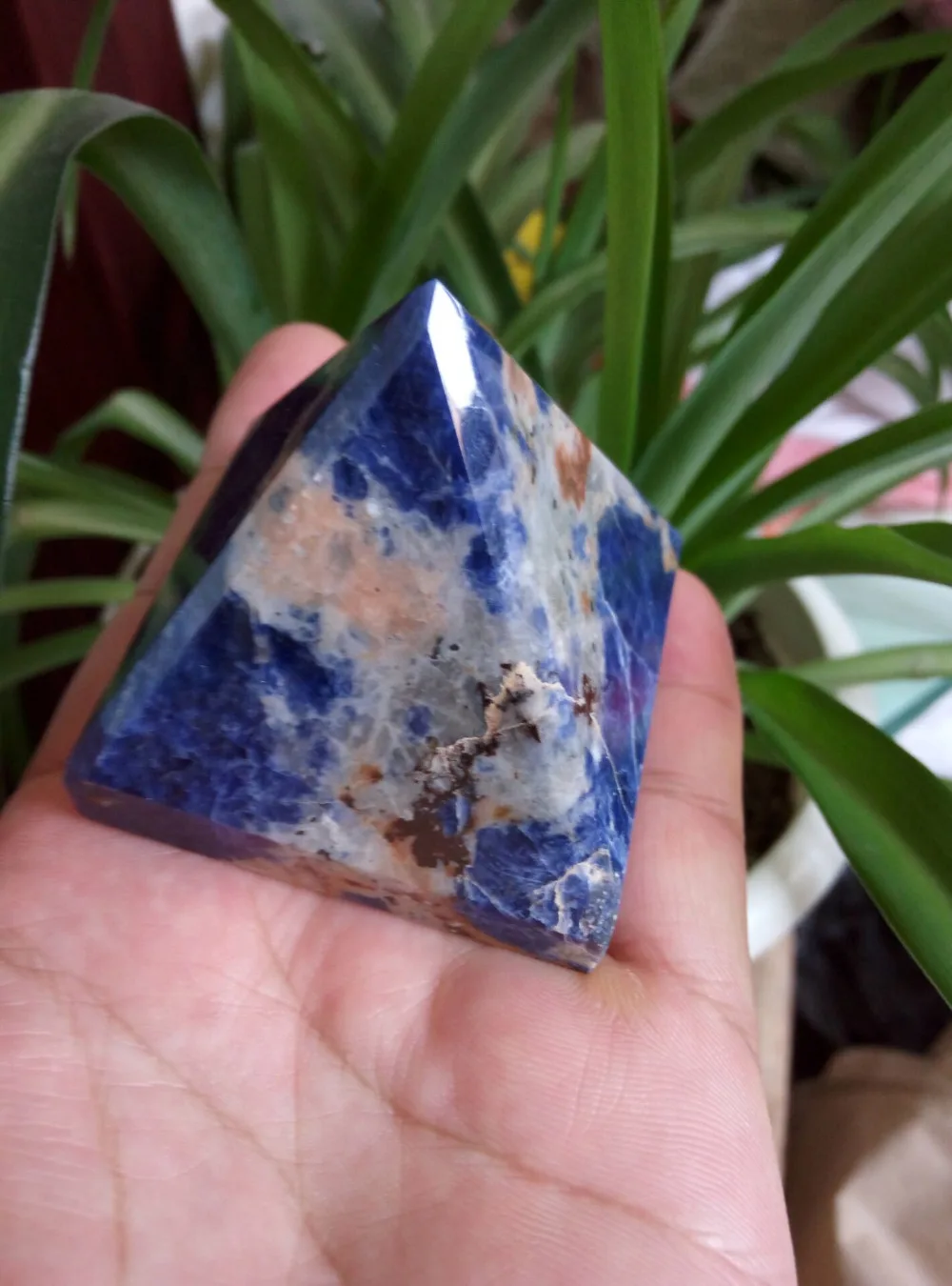 2 &quotГолубой содалитовый камень целительная Пирамида генератор энергии Рейки