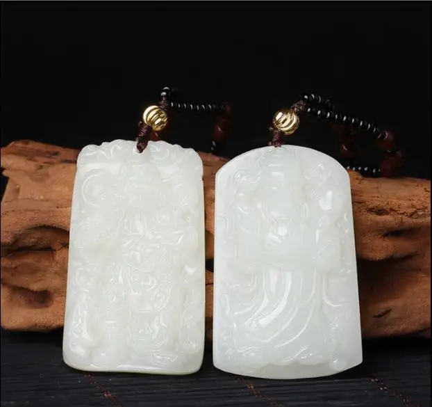 Hetian jade white wushi God of Wealth pendant comic book brand men and women with identification certificate |