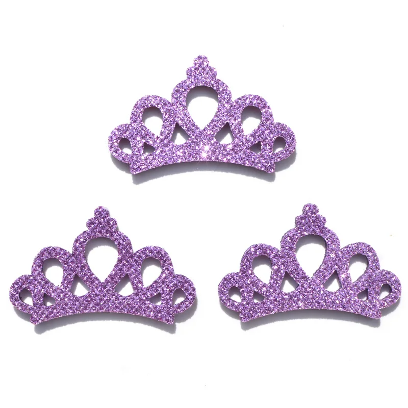 Purple 20 шт., блестящие мягкие нашивки "Корона", блестящая кожаная Корона, аппликации для рукоделия, украшение для волос K44 - Цвет: Purple