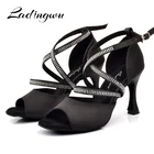 Женские туфли для латиноамериканских танцев Ladingwu, женские кроссовки для девушек, танцевальная обувь для женщин, бальные туфли для джаза, сальсы, черные туфли для кубинских танцев, 9 см