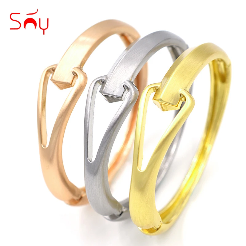 

Sunny Jewelry Unique Trendy Jewelry Dubai Alloy Brushed Cuff Bangle Bracelet Set Hook For Women Girl Jewelry Findings Bracelets