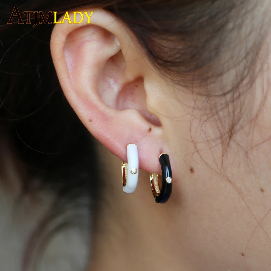 

Женские серьги-кольца с красной эмалью, серьги золотого цвета с инкрустацией из фианита класса ААА, Изящные Ювелирные украшения для вечерин...