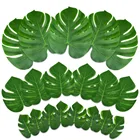 Искусственная зеленая ткань 12 шт.лот, искусственные тропические товары для вечеринок, Пальмовые Листья, летние пляжные джунгли, гавайский тематический Декор для вечевечерние