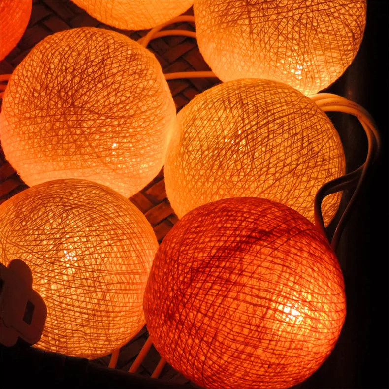 Смешанный оранжевый хлопковый шар на батарейках 110 В переменного тока сказочный