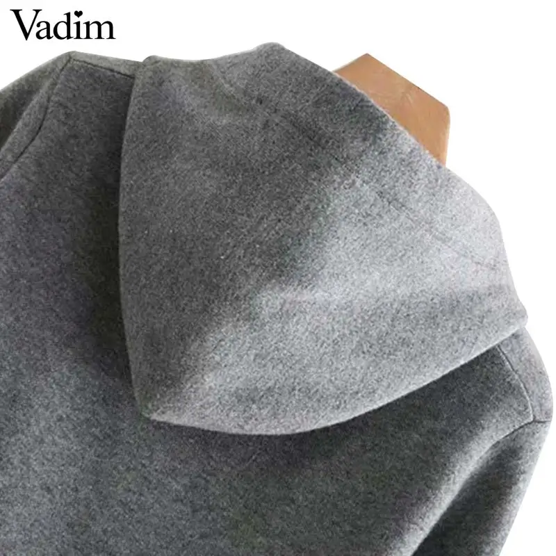 Женский свитер с капюшоном Vadim эластичный Однотонный искусственными