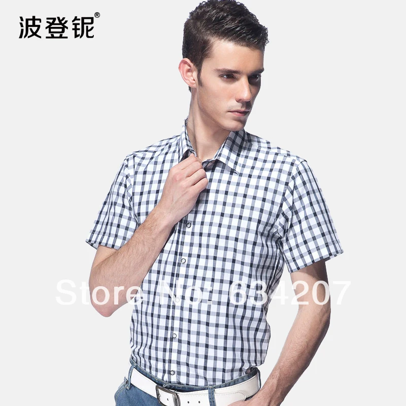 2014 summer male short-sleeve shirt fashion casual men's clothing plaid thin | Мужская одежда