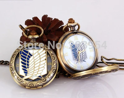 Новинка 1 шт. карманные часы Аниме атака на Титанов/Винтажный кулон бронзового