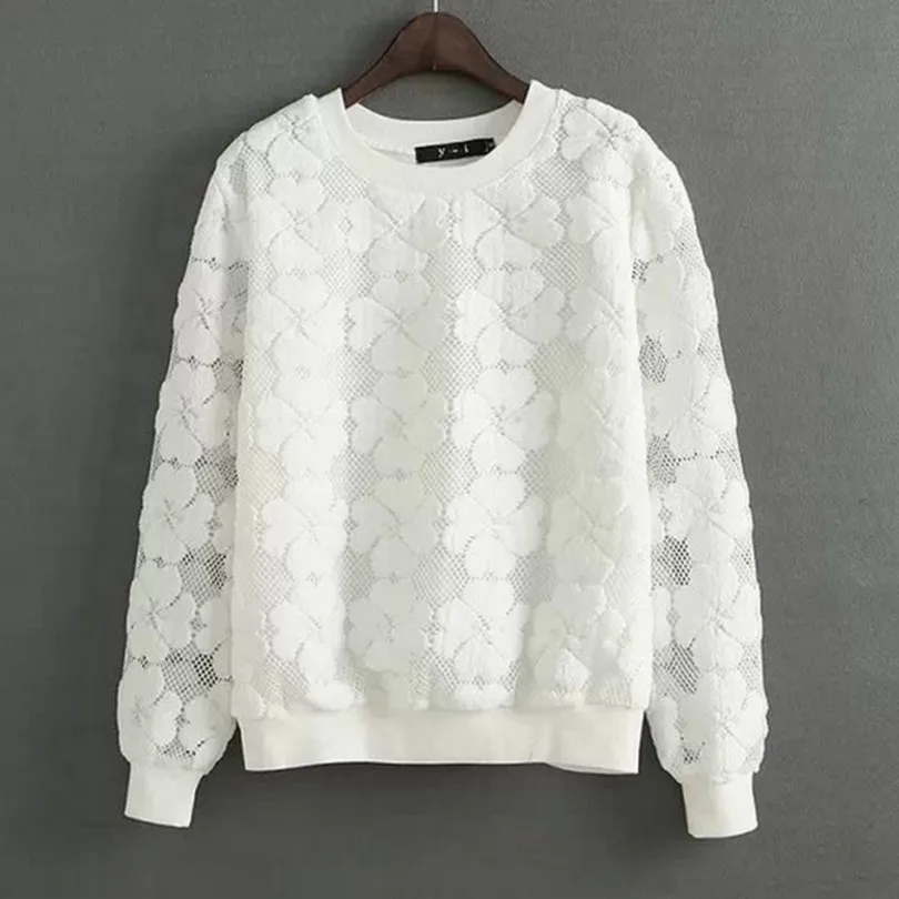 Новинка 2017 свитер с круглым вырезом женские кружевные толстовки вырезами