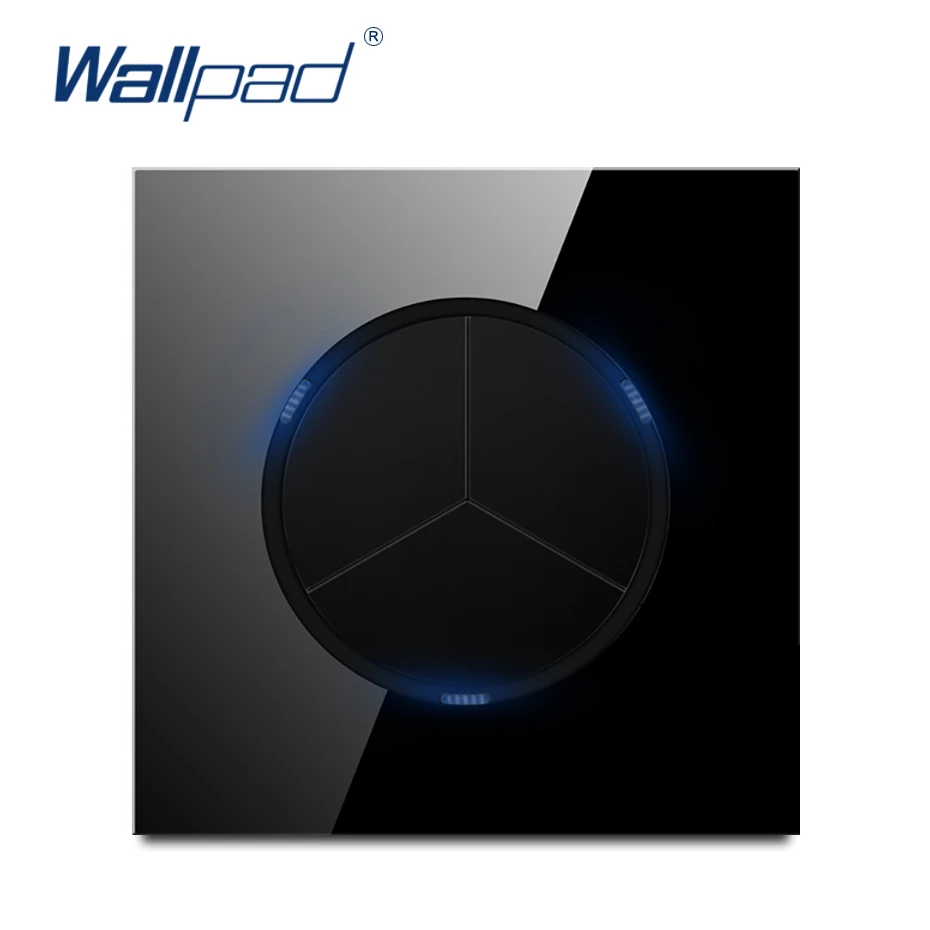 Wallpad Новое поступление 3 Gang 1 способ случайный нажмите кнопку настенный светильник переключатель с Светодиодный индикатор с украшением в виде кристаллов Стекло Панель 16A