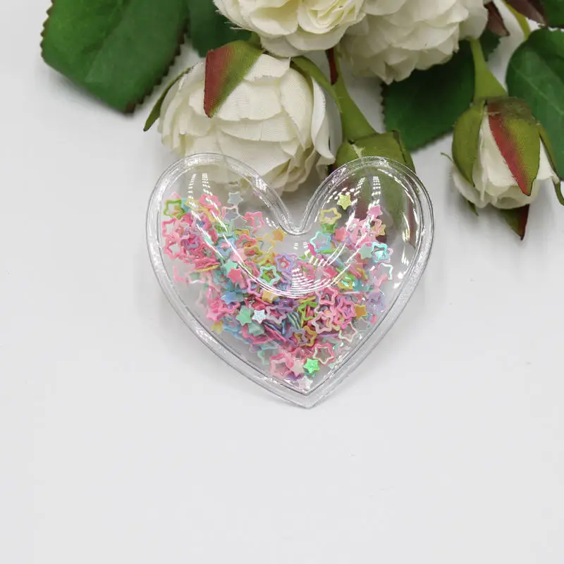 5 шт./лот прозрачные сердечки с разноцветными сердечками блестки из ПВХ накладки