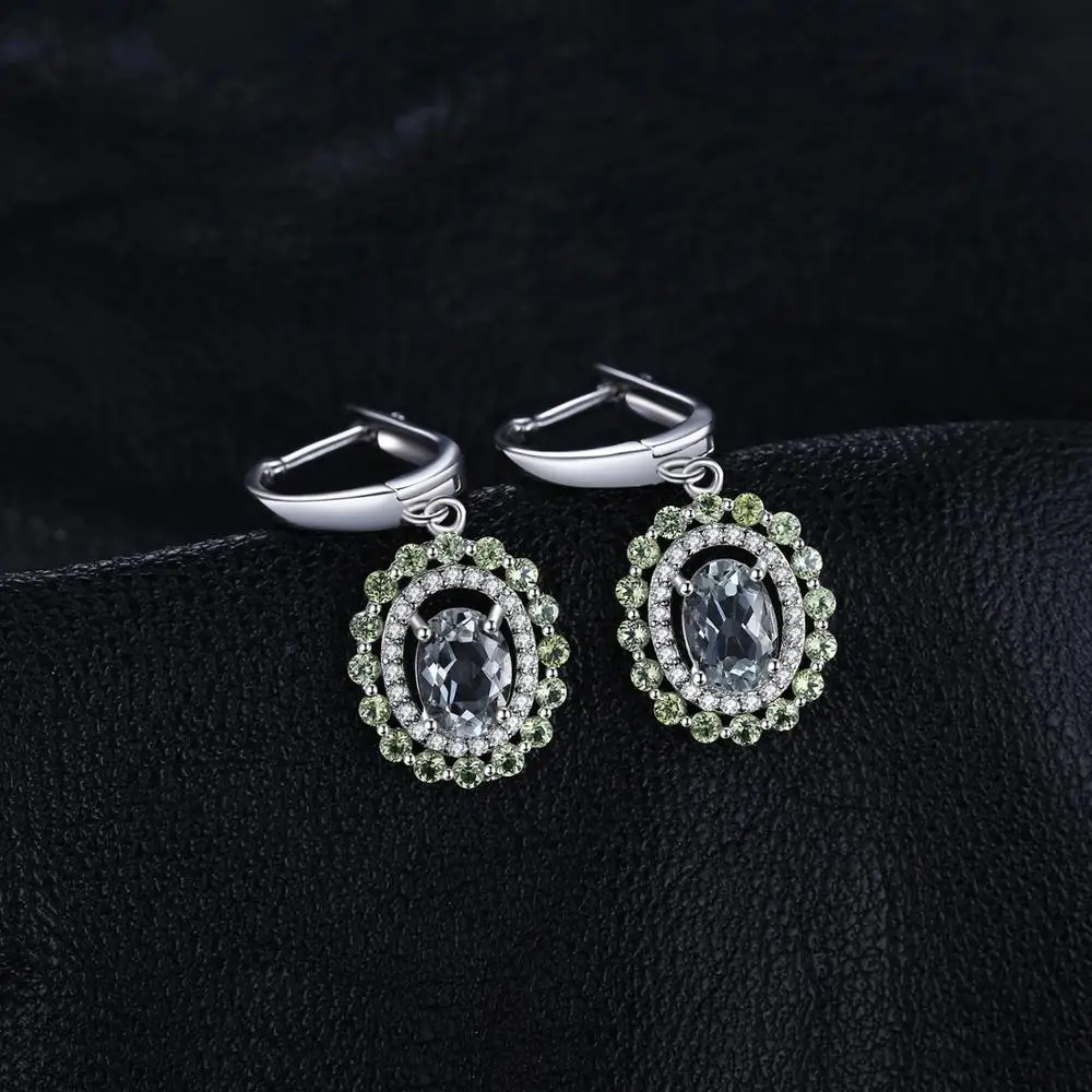 Jewelrypalace Винтаж 2.4ct натуральный зеленый аметист перидот Клипсы 925 серебро модные