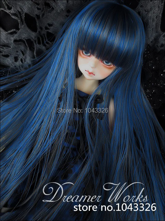 1/3 1/4 BJD кукла прямые волосы 8 ~ 9 дюймов (голова 22 24 см/18 18 5 см Luts SD DZ DOD) E04 Синий Серый