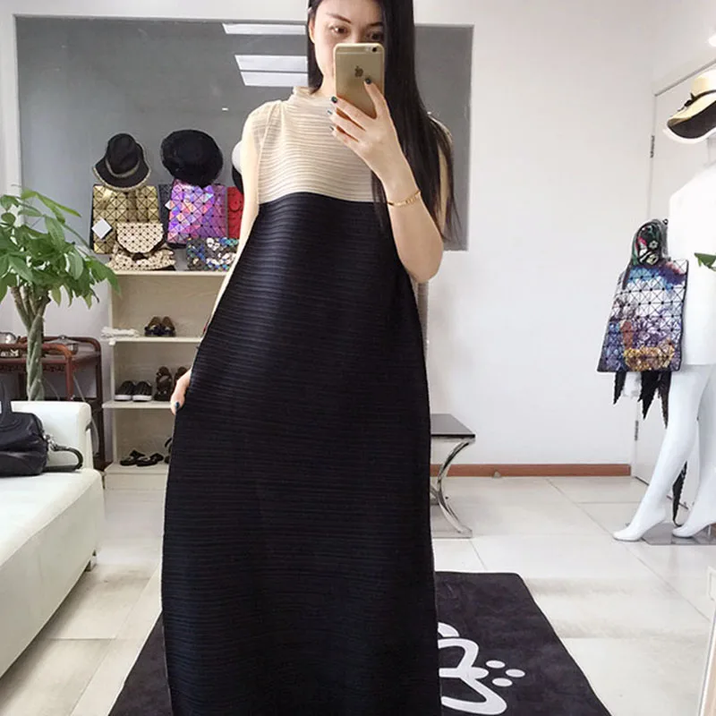 Летний Стиль MIYAKE морщины мода шоу темперамент длинные складки платье