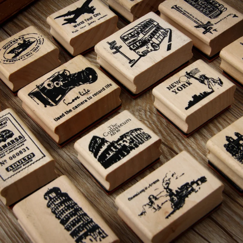 1 шт./компл. Ретро пейзаж мира деревянный резиновый штамп дети DIY ручной работы