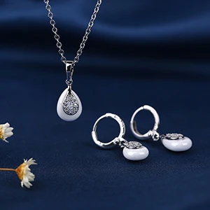 White Серьги, кольцо, Модный Ювелирный Набор, белое керамическое кольцо для женщин, висячие серьги, ювелирные серьги, обручальное кольцо, юбилей, вечерние - Окраска металла: White