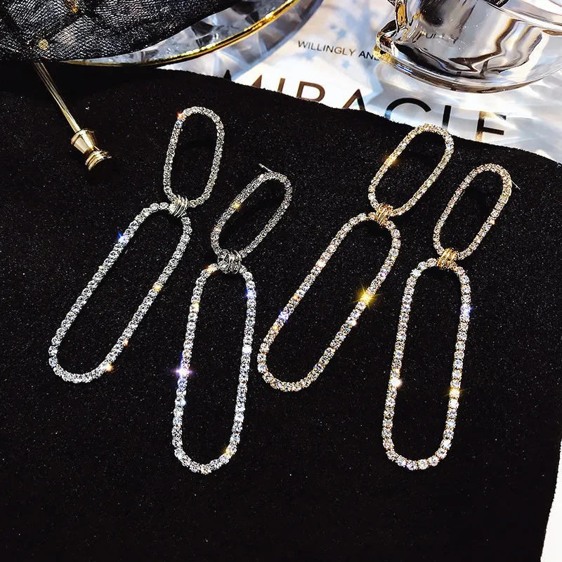 Женские Винтажные висячие серьги с кристаллами длинные геометрической формы