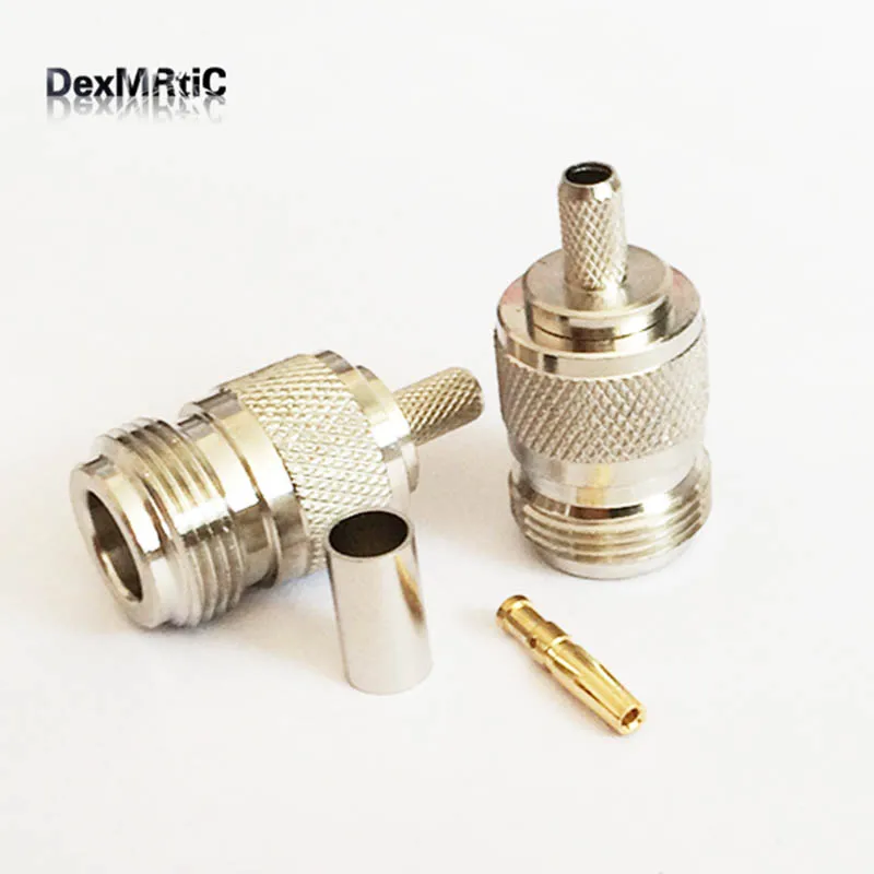 10pcs  N  Female jack   RF Coax Connector Crimp  RG58,RG142,RG400,LMR195  Straight  Nickelplated  NEW wholesale