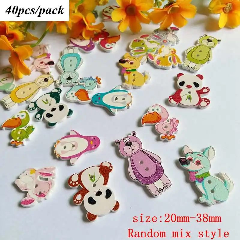 Style 32 40pcs 30/50 шт./упак. смешанные стили вариантов выбирается в произвольном порядке мультфильм головистой формы деревянные кнопки для рукоделия "сделай сам" Скрапбукинг; прошитые вручную L-1 - Цвет: Style 32 40pcs