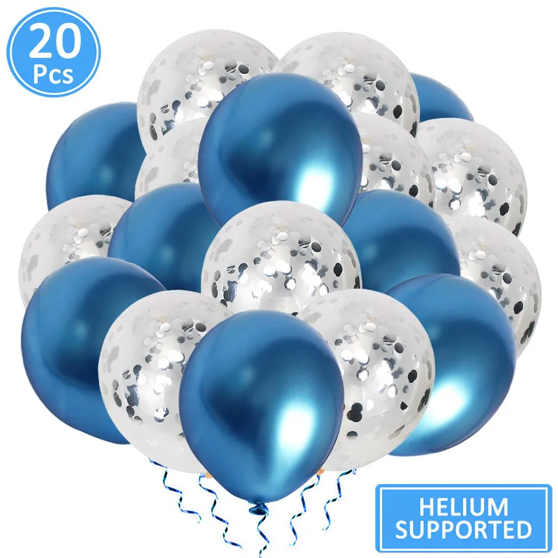 silver blue Украшения на день рождения, 20 шт., 12 дюймов, металлические шары для свадьбы, только что замужние товары, первый день рождения, принцесса, девочка, мальчик - Цвет: silver blue