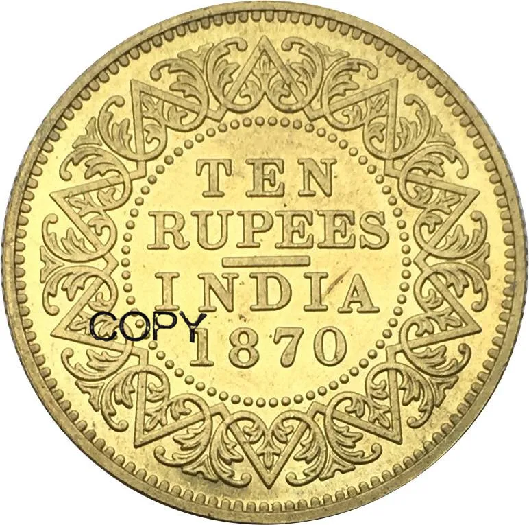 Новый продукт британская Королева Виктория из Индии 1870 десять рупий латунная