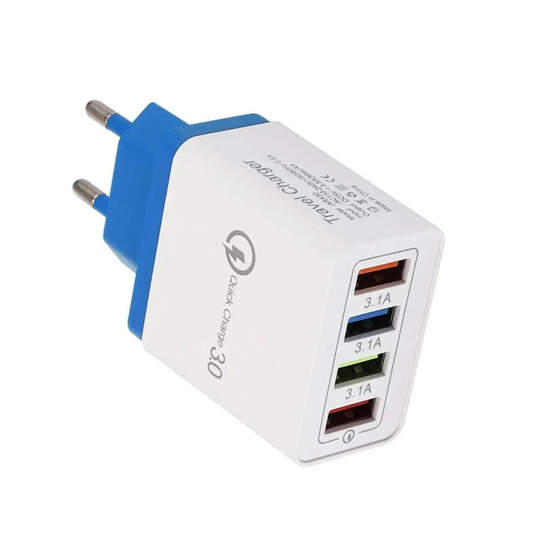 4 порта USB Порты и разъёмы красочные Зарядное устройство 3A 5V путешествия зарядное